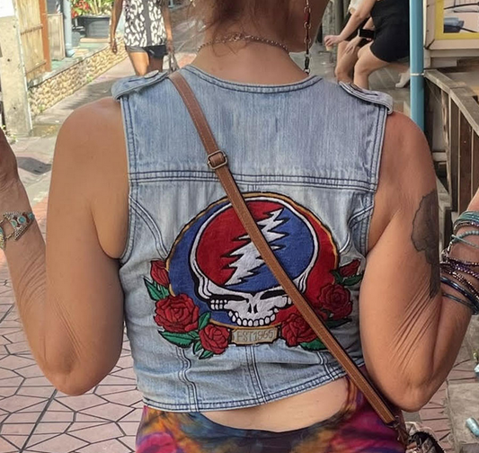 Women's Stretch Denim Grateful Dead Est. 1965 Button Vest
