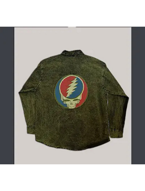 Men's Cotton Grateful Dead Stealie Button Long-Sleeve Shirt