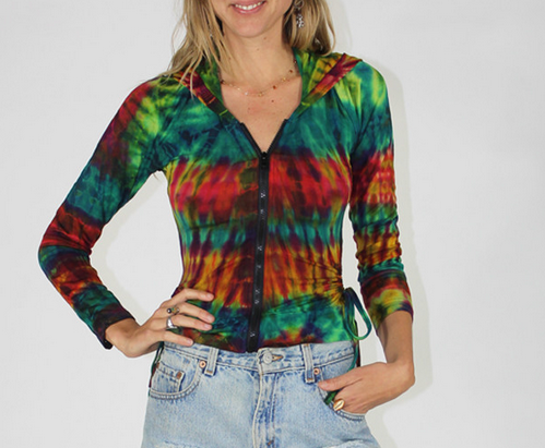 Women's Rayon Spandex Side-Cinch Long Sleeve Crop Hoodie