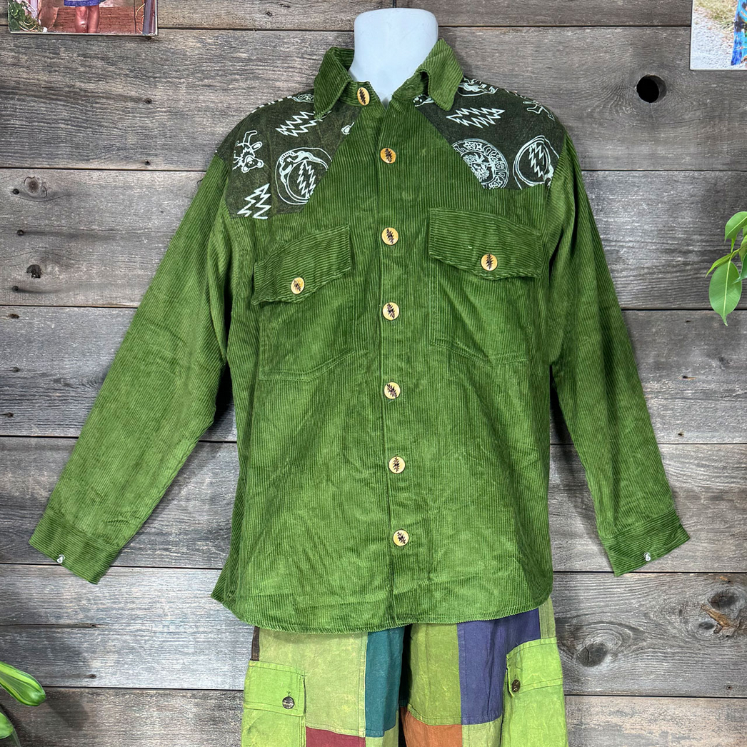 Men's Corduroy Cotton Grateful Dead Symbols Button-Up Shirt