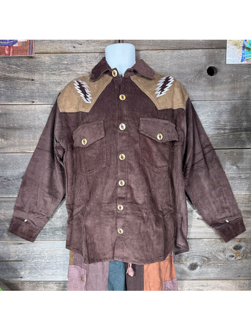Men's Grateful Dead Corduroy Lightning Bolt Stealie Button-Up Shirt