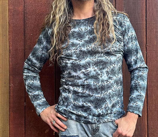 Men's Tie-Dye Grateful Dead Longsleeve Bolt Print T-Shirt