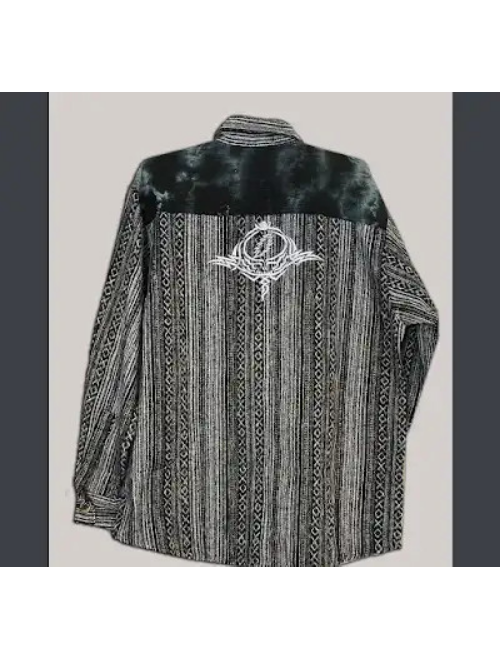 Men's Heavy Cotton Grateful Dead Bolt Stealie Embroidery Long Sleeve Shirt