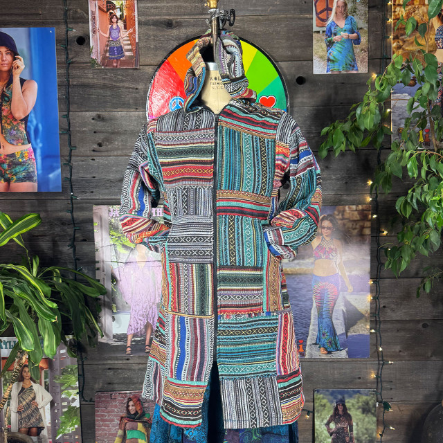 Women's Cotton Stonewash Patchwork Fleece Lined Mandala Jacket