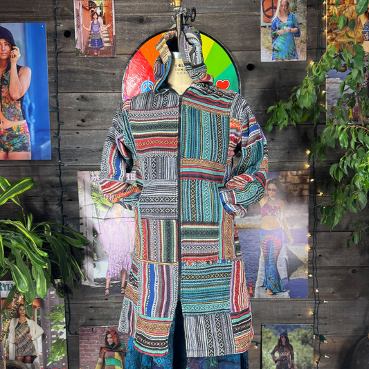 Women's Cotton Stonewash Patchwork Fleece Lined Mandala Jacket