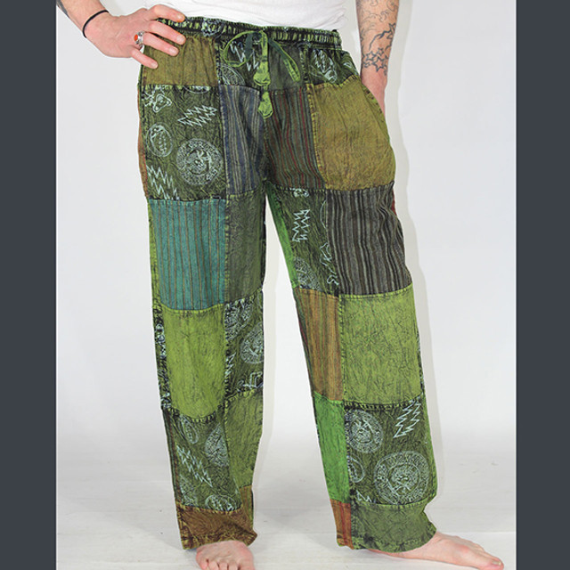 Men's Grateful Dead Symbols Patchwork Drawstring Tour Pants