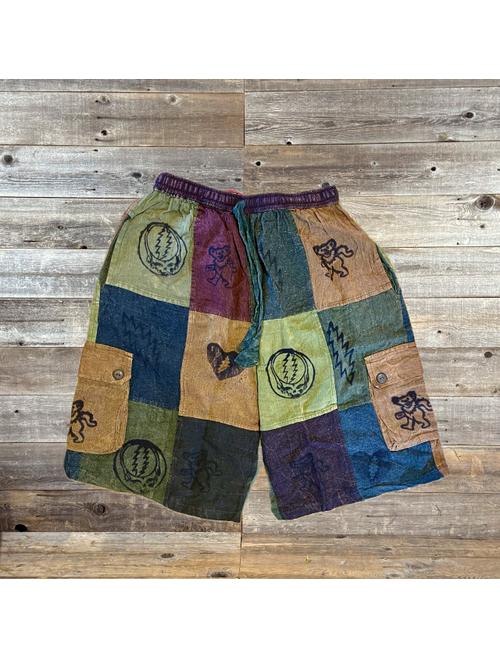 Men's Cotton Grateful Dead Assorted Print Patchwork Shorts