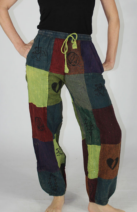 Men's Cotton Grateful Dead Assorted Print Patchwork Pants
