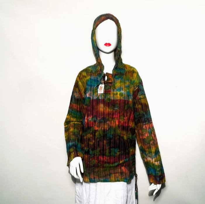 Unisex Tie Dye Button Hoodie