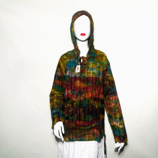 Unisex Tie Dye Button Hoodie