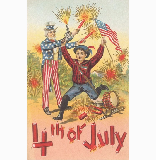Uncle Sam and Fireworks Art Print