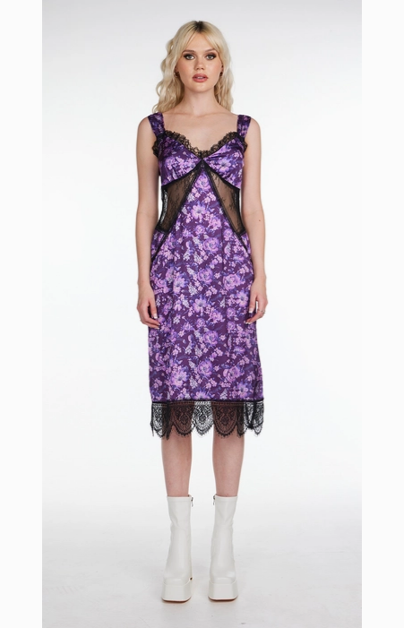 Women's Floral Purple Haze Midi Dress