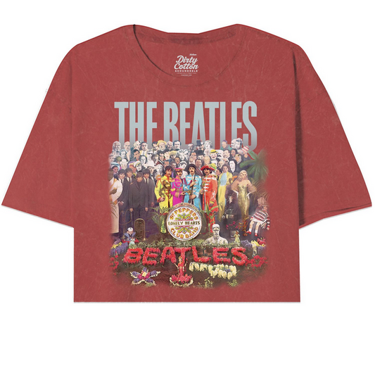 Women's Beatles Lonely Hearts Floral Oversize Crop Tee