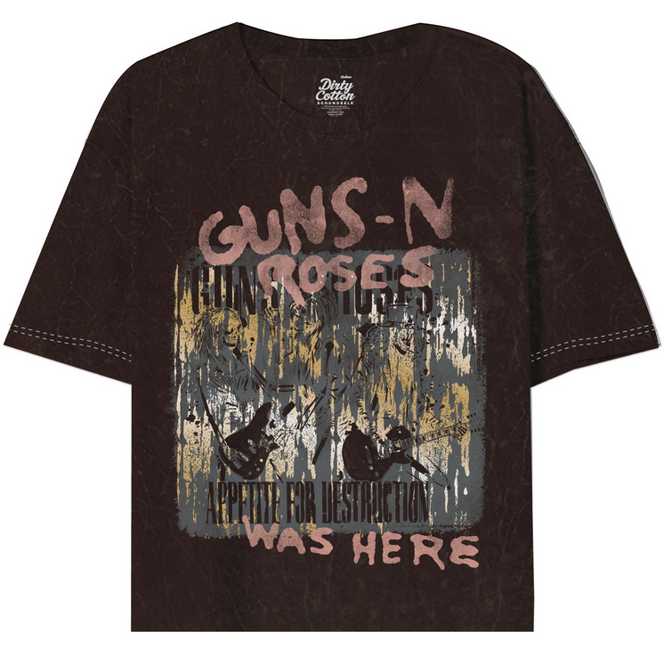 Women's Guns N' Roses Three Skeletons Oversize Crop Tee
