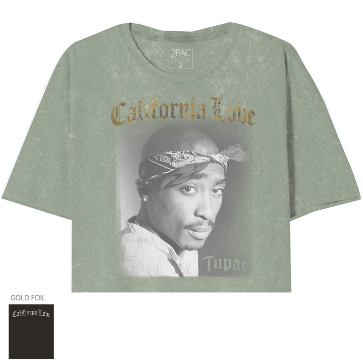 Women's Tupac California Love Foil Oversized Crop Tee