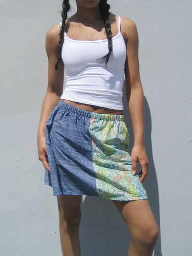 Women's Abstract Spliced Mini Skirt