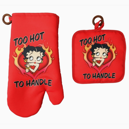 Betty Boop Too Hot Pot Holder/Oven Mitt Set