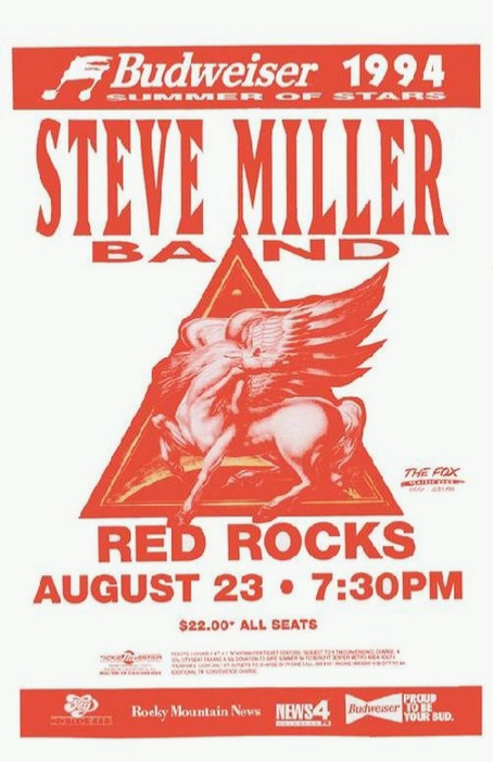 Steve Miller Band Red Rocks 1994 Art Print