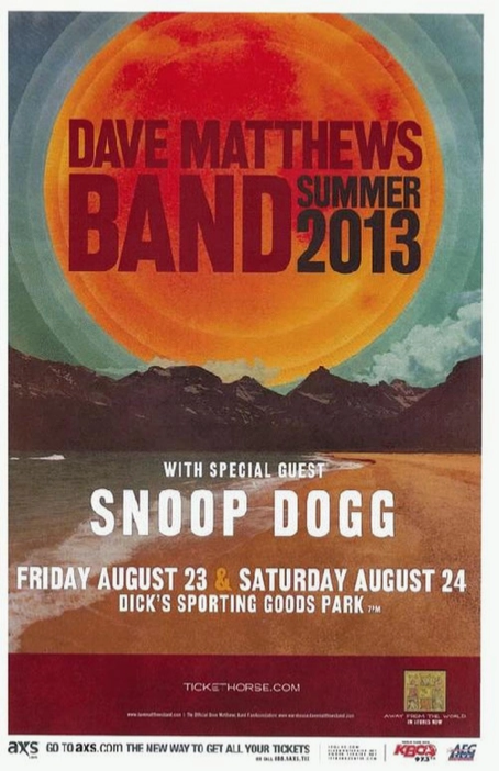 Dave Matthews Band / Snoop Dog Denver 2013 Art Print