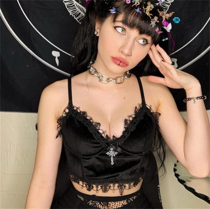 Women's Gothic Lace Velvet Camisole