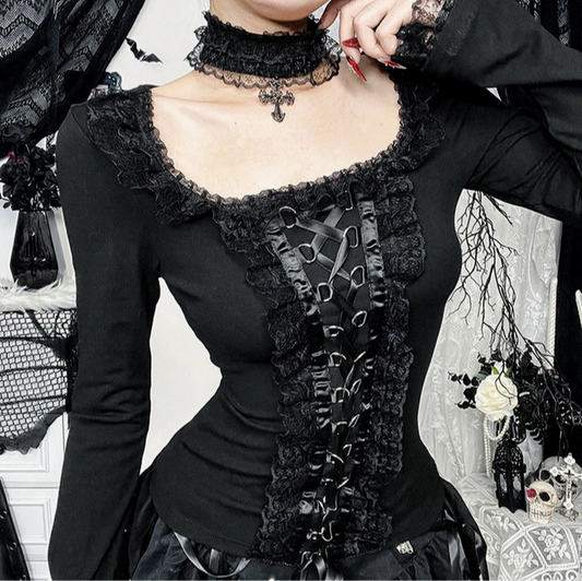 Women's Lace Splice Long-Sleeve T-Shirt