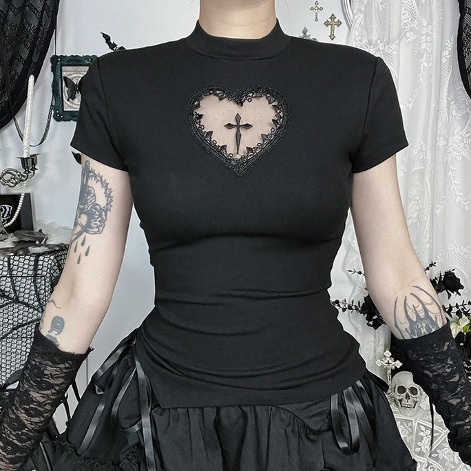 Women's Hollow Heart Cross Top
