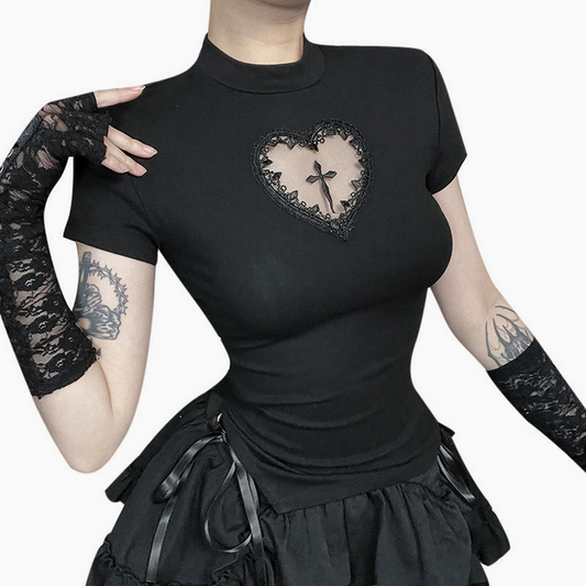 Women's Hollow Heart Cross Top