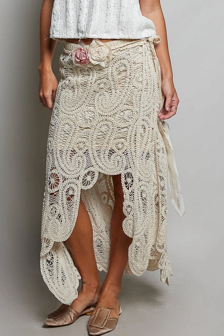 Women's Crochet Hi-Low Solid Skirt