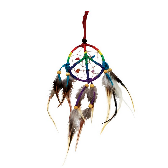 Rainbow Peace Sign Dream Catcher 3.5"