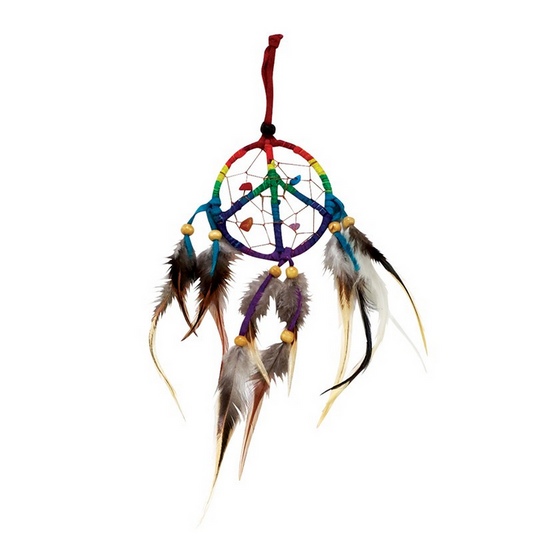 Rainbow Peace Sign Dream Catcher 3.5"