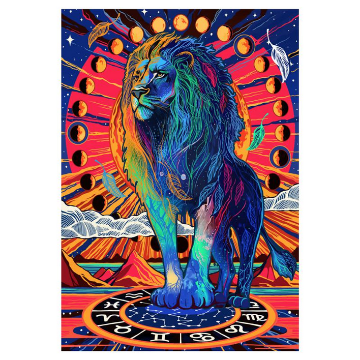 3D Celestial Lion Tapestry