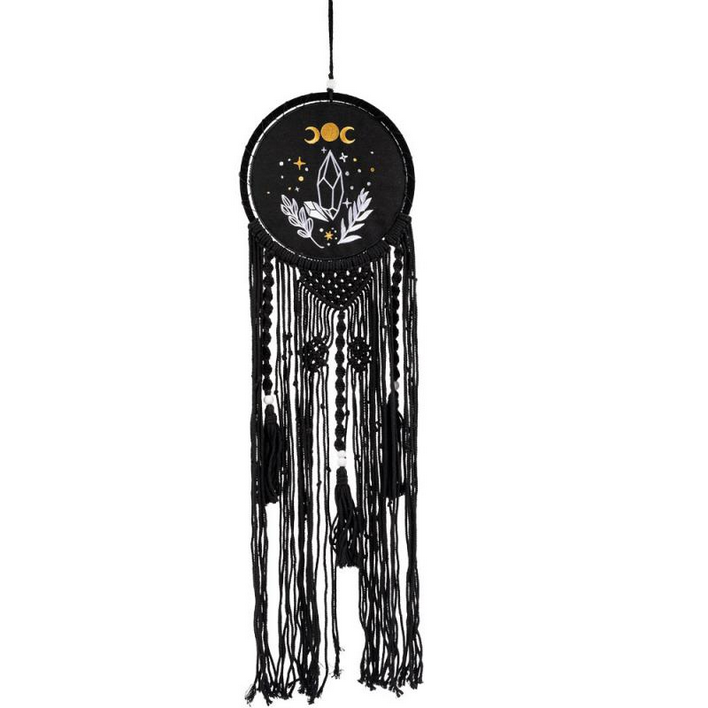 Triple Moon Crystal Crochet Wall Hanging