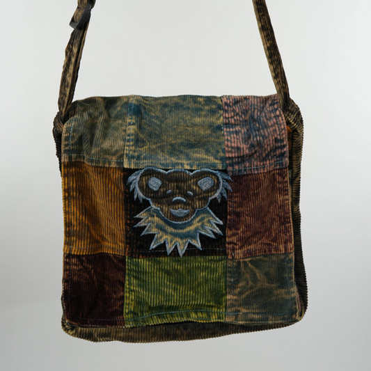 Grateful Dead Stonewash Patchwork Corduroy Square Flap Shoulder Bag