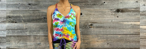 Women's Cotton Lycra Tie Dye Razor Cut TopBetween The Lines Top