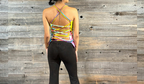 Women's Cotton Lycra Tie Dye Razor Cut TopBetween The Lines Top
