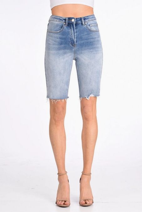Women's Light Wash High Rise Denim Bermuda Shorts