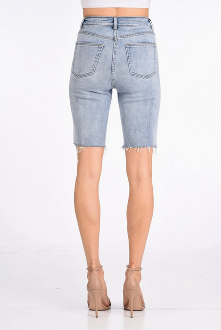 Women's Light Wash High Rise Denim Bermuda Shorts