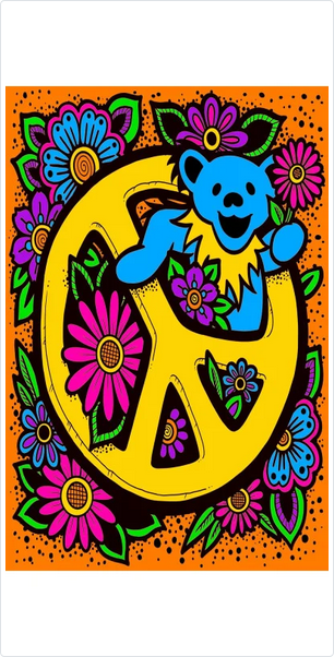 3D Grateful Dead Peace Bears Tapestry