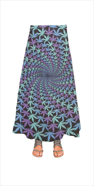 Women's 3D Night Leaf Spiral Wrap Skirt with Zip Pocket