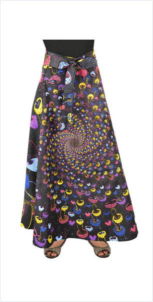 Women's 3D Magic Mushroom Wrap Skirt with Zip Pocket
