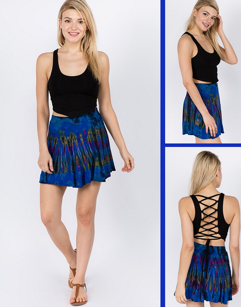 Women's Rayon Spandex Tie-Dye Mudmee Blossom Skort