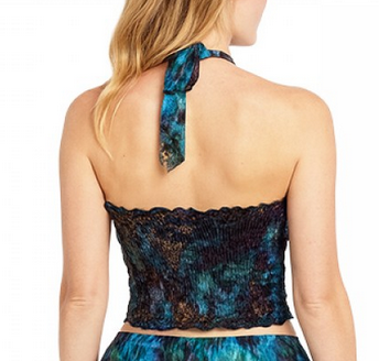 Women's Rayon Spandex Tie-Dye Tie-Back Halter Top