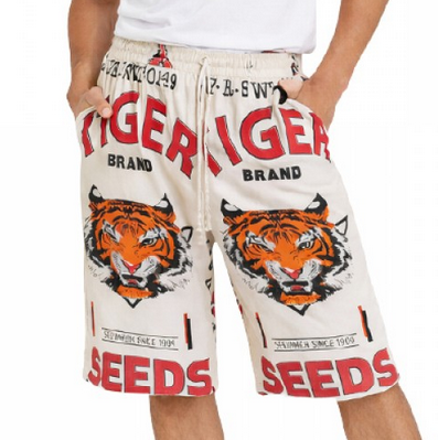 Men's Cotton Vintage Rick Sack Print Casual Shorts