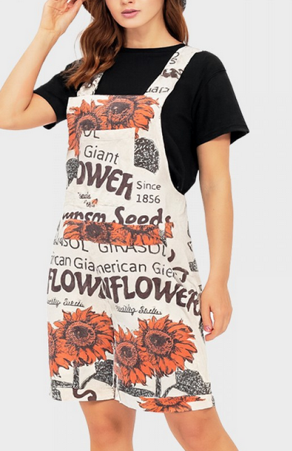 Women's Cotton Vintage Rice Sack Overall Shorts
