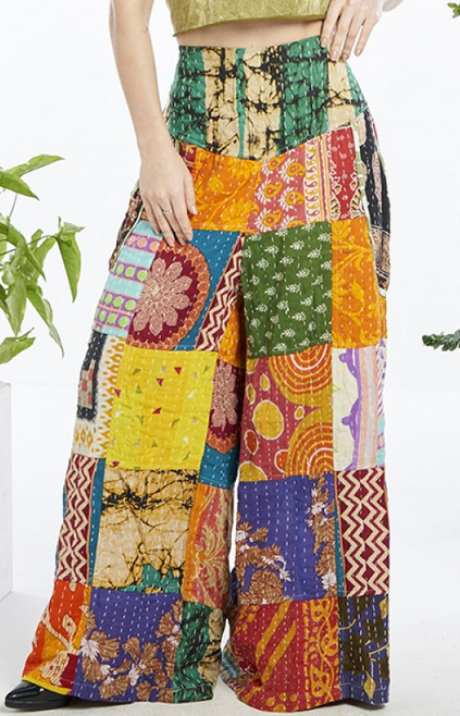 Women's Cotton Mixed Patchwork Super Wide Leg Pants