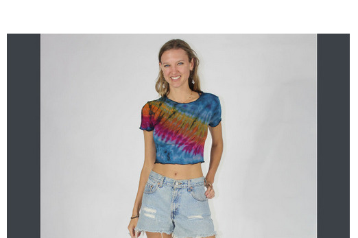 Women's Rayon Spandex Tie Dye Short Sleeve Crop Top