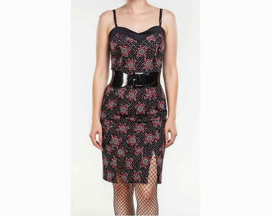 Women's Tattooed Roses Slit Dress
