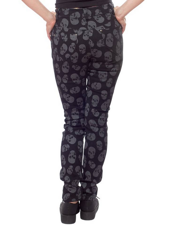 Unisex Skull Print High Waist Skinny Jeans