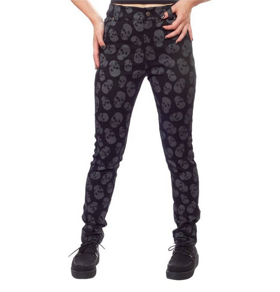 Unisex Skull Print High Waist Skinny Jeans
