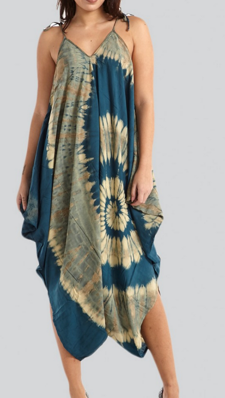 Women's Rayon Tie-Dye Spiral Strap Jumpsuit